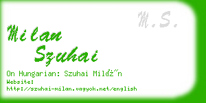 milan szuhai business card